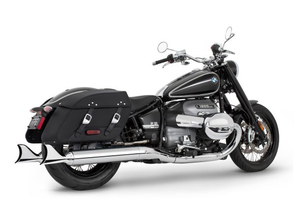 4in. Two-Step Slip-On Mufflers - Chrome with Sharktail Tips. Fits BMW R-18 Classic 2021up.