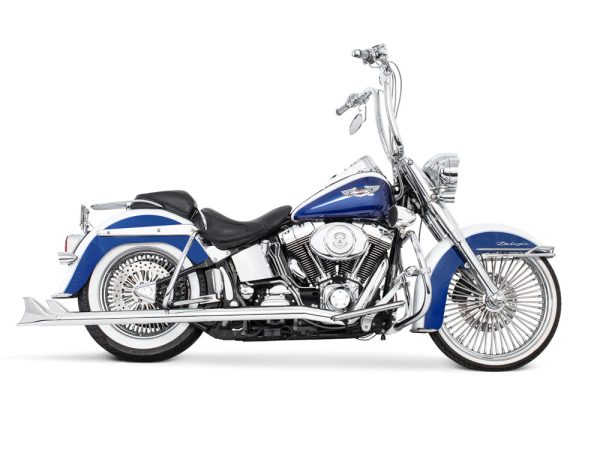 36in. True Dual SharkTail Exhaust - Chrome. Fits Softail 1997-2006.