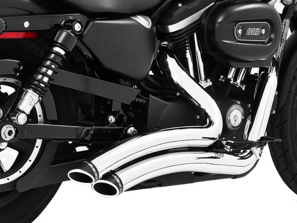 Sharp Curve Radius Exhaust - Chrome with Black End Caps. Fits Sportster 2004-2021 - Image 2