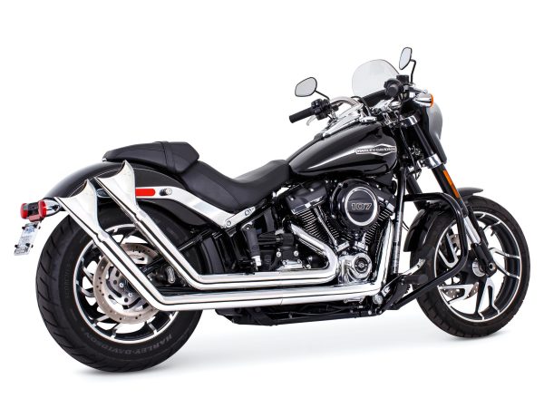 Upsweeps Exhaust - Chrome with Chrome Sharktail End Caps. Fits Softail 2018up. - Image 2