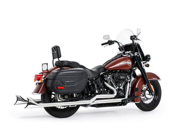 39in. True Dual SharkTail Exhaust - Chrome. Fits Softail 2018up. - Image 2