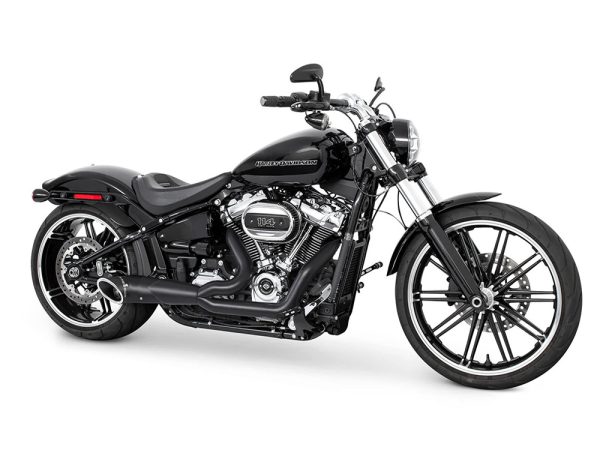 Turnout 2-into-1 Exhaust with Black Finish & Black End Cap. Fits Softail 2018up - Image 3