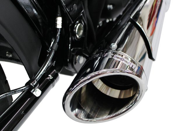 Combat Shorty 2-into-1 Exhaust - Chrome with Chrome End Cap. Fits Softail 2018up. - Image 2