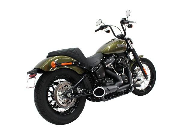 Combat Shorty 2-into-1 Exhaust - Black with Black End Cap. Fits Softail 2018up. - Image 3