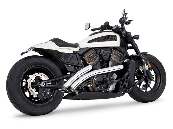 Radical Radius Exhaust - Chrome with Black End Caps. Fits Sportster S 2021-2023 - Image 2