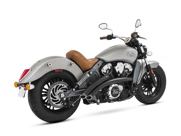 Radical Radius Exhaust - Black with Black End Caps. Fits Indian Scout 2015-2024