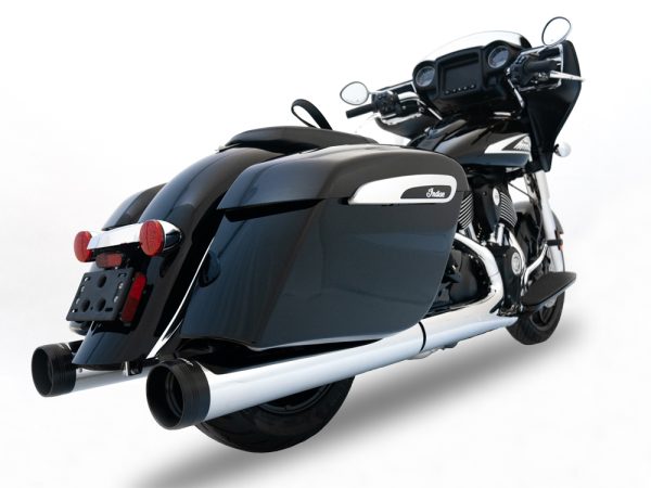 4.5in. DBX45 Slip-On Mufflers - Chrome with Black End Caps. Fits Indian Big Twin 2014up with Hard Saddle Bags. - Image 2