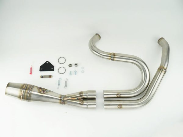 Shorty 2-into-1 Exhaust with Welded End Cap - Stainless. Fits FXR 1987-1994. - Image 2