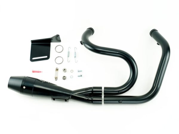 Shorty 2-into-1 Exhaust with Billet End Cap - Black. Fits Sportster 2004-2021 with Mid Controls. - Image 2