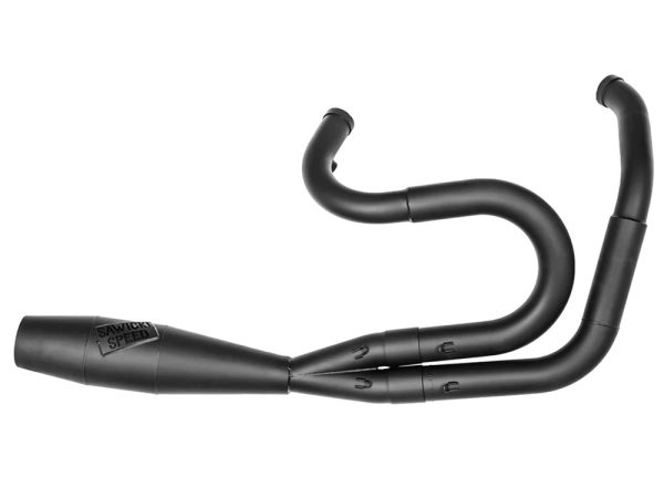 Shorty 2-into-1 Exhaust with Welded End Cap - Black. Fits Dyna 1991-2017.