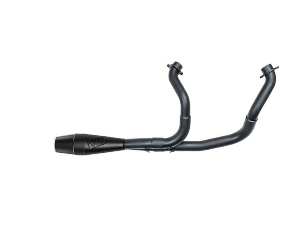 Shorty 2-into-1 Exhaust with Welded End Cap - Black. Fits Indian Cruiser 2022up.