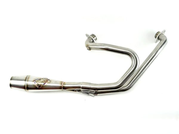 Shorty 2-into-1 Exhaust with Welded End Cap - Stainless. Fits Indian Scout 2015-2024