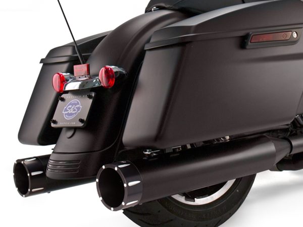 4-1/2in. Mk45 Slip-On Mufflers - Black with Black Tracer End Caps. Fits Touring 1995-2016.