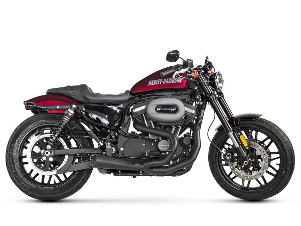 Comp-S 2-into-1 Exhaust - Black with Carbon Fiber End Cap. Fits Sportster 2014-2021