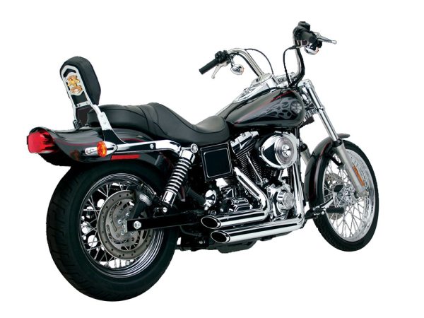 Shortshots Staggered Exhaust - Chrome. Fits Dyna 1991-2005