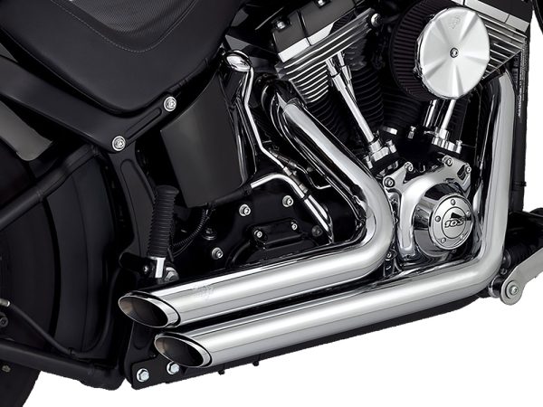 Shortshots Staggered Exhaust - Chrome. Fits Softail 1986-2017 Non-240 Tyre Models - Image 2