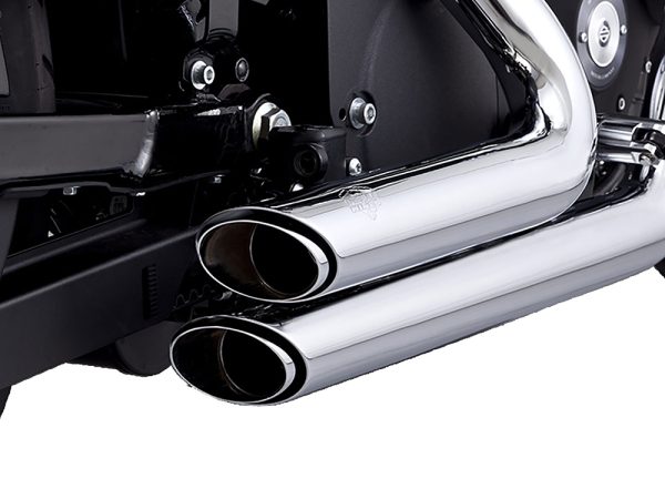 Shortshots Staggered Exhaust - Chrome. Fits Softail 1986-2017 Non-240 Tyre Models - Image 3