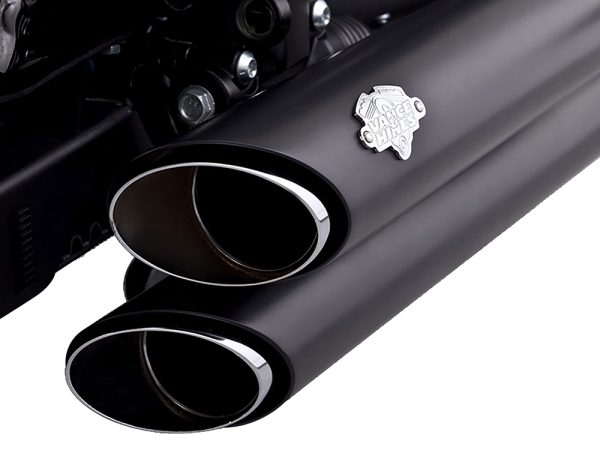 Shortshots Staggered Exhaust - Black. Fits Softail 1986-2017 Non-240 Tyre Models - Image 3