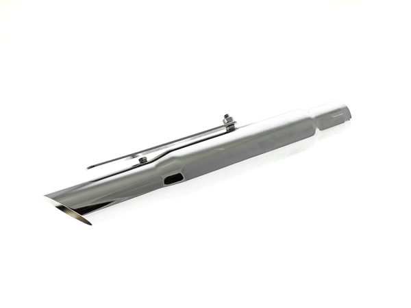 Universal Shorty Style Slash Cut Muffler - Chrome. 1-3/4in. Inlet