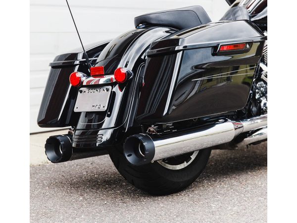 4-1/2in. Monarch Slip-On Mufflers - Chrome with Black End Caps. Fits Touring 1995-2016.