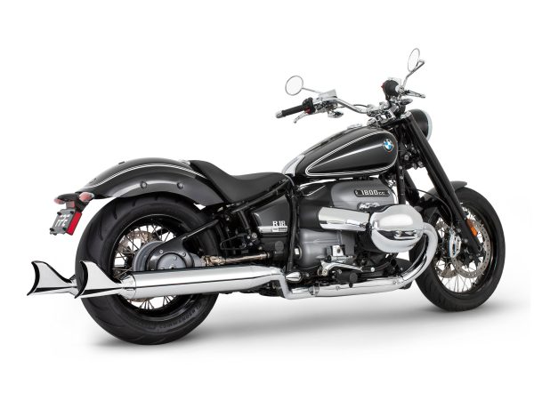 4in. Two-Step Slip-On Mufflers - Chrome with Sharktail Tips. Fits BMW R-18 2021up. - Image 2