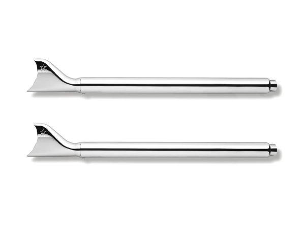 2-1/2in. Sharktail Slip-On Mufflers - Chrome. Fits Touring 1995-2016 & Trike 2017-2020.