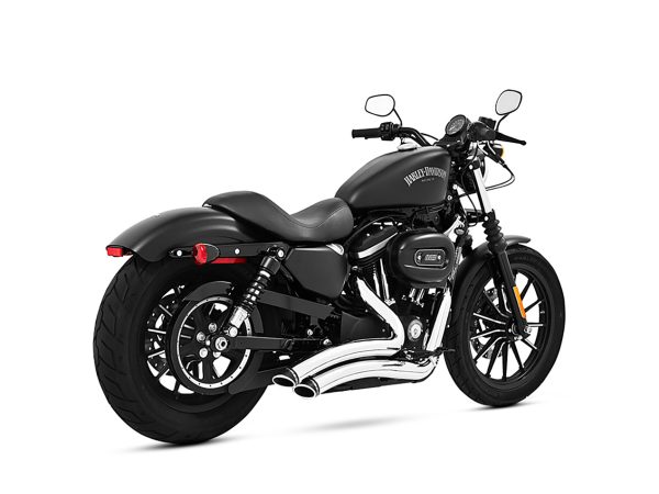 Sharp Curve Radius Exhaust - Chrome with Black End Caps. Fits Sportster 2004-2021