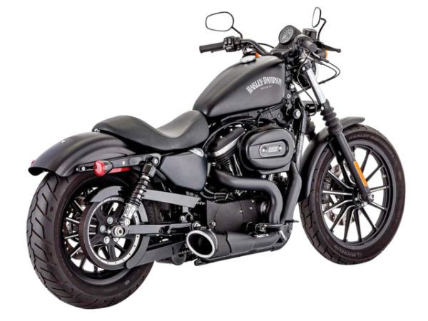 Combat 2-into-1 Exhaust - Black with Black End Cap. Fits Sportster 2004-2021