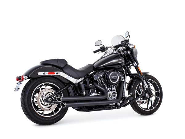 Independence Staggered Slash Exhaust - Black with Black End Caps. Fits Softail 2018up. - Image 2