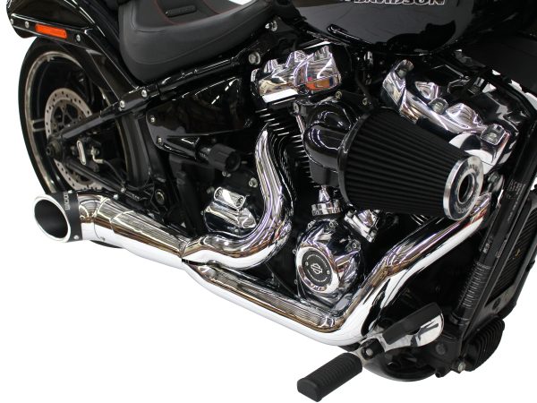 Turnout 2-into-1 Exhaust - Chrome with Black End Cap. Fits Softail 2018up. - Image 4