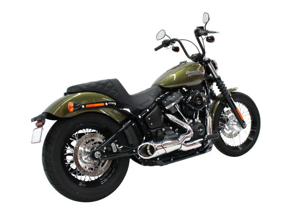 Combat Shorty 2-into-1 Exhaust - Chrome with Chrome End Cap. Fits Softail 2018up. - Image 3