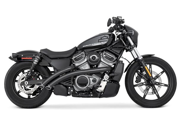 Radical Radius Exhaust - Black with Black End Caps. Fits Nightster 975 2022up.