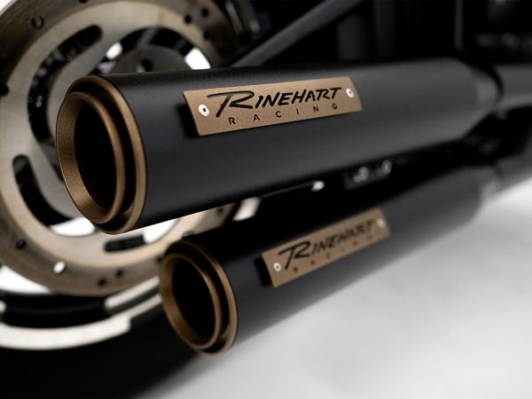 3-1/2in. Slip-On Mufflers - Black with Bronze End Caps. Fits Softail Slim, Street Bob, Low Rider, Breakout & Fat Boy 2018up & Standard 2020up. - Image 3