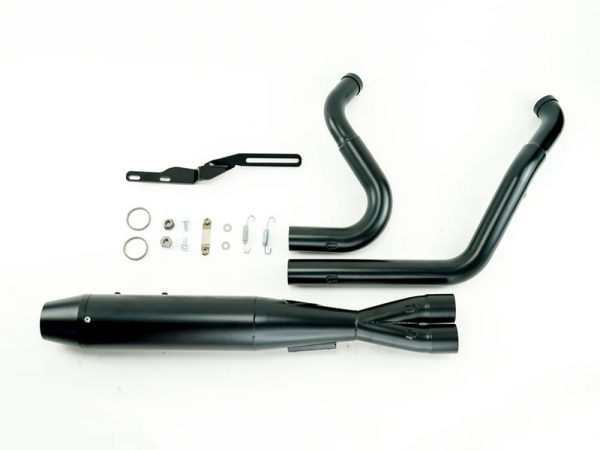 Mid Length 2-into-1 Exhaust with Billet End Cap - Black. Fits Touring 1995-2016. - Image 2