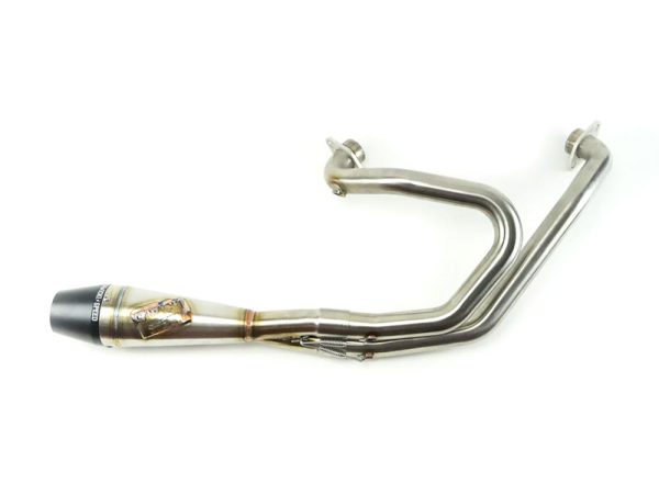 Shorty 2-into-1 Exhaust with Billet End Cap - Stainless. Fits Indian Scout 2015-2024