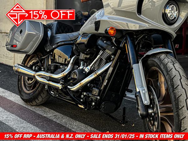 2-into-1 Mid Length Exhaust - Stainless Steel. Fits Softail 2018up Non-240 Rear Tyre Models. - Image 3