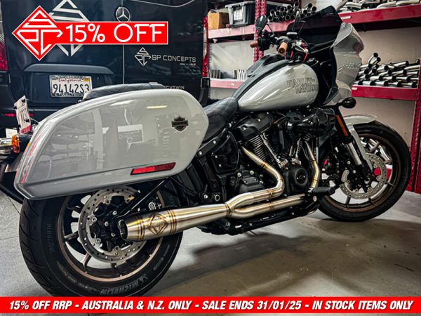 2-into-1 Mid Length Exhaust - Stainless Steel. Fits Softail 2018up Non-240 Rear Tyre Models. - Image 4