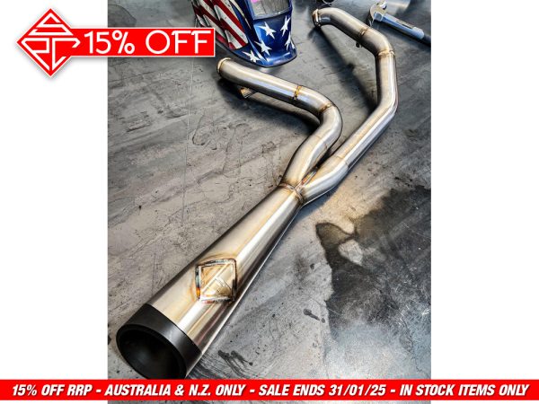 2-into-1 Cutback Exhaust - Stainless Steel with Black End Cap. Fits Dyna 2006-2017