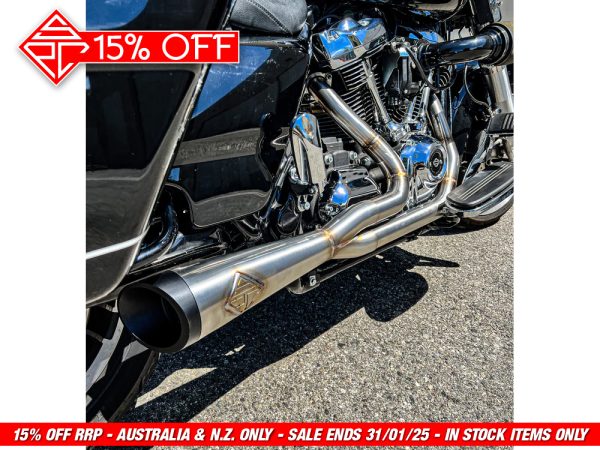 2-into-1 Cutback Exhaust - Stainless Steel with Black End Cap. Fits Touring 1995-2016 - Image 3