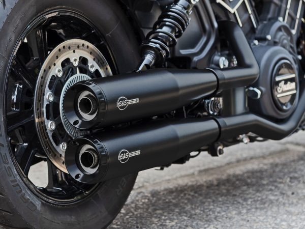 4in. Grand National Slip-On Mufflers - Black with Black End Caps. Fits Indian Scout 2015-2024 - Image 3