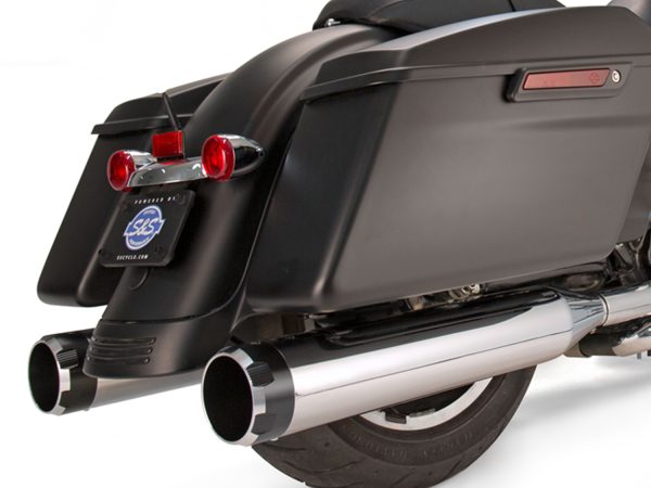 4-1/2in. Mk45 Slip-On Mufflers - Chrome with Black Thruster End Caps. Fits Touring 1995-2016.