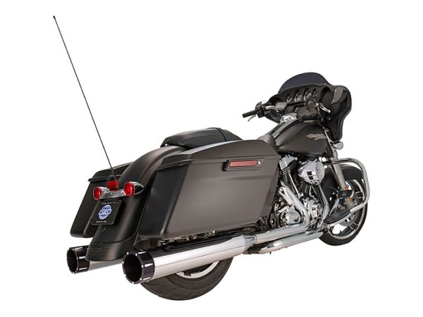 4-1/2in. Mk45 Slip-On Mufflers - Chrome with Black Tracer End Caps. Fits Touring 1995-2016.