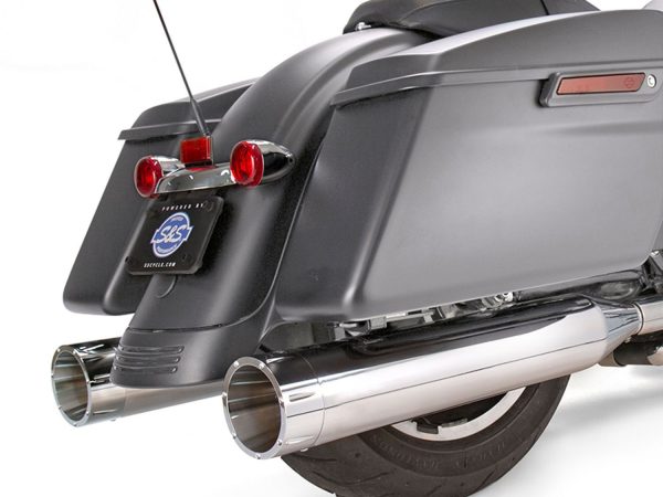 4-1/2in. Mk45 Slip-On Mufflers - Chrome with Chrome Tracer End Caps. Fits Touring 2017up.