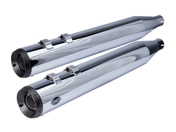 4in. Grand National Slip-On Mufflers - Chrome with Black End Caps. Fits Touring 2017up. - Image 2