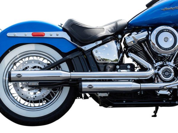 3-1/2in. Grand National Slip-On Mufflers - Chrome with Black End Caps. Fits Heritage Classic 2018up & Deluxe 2018-2020