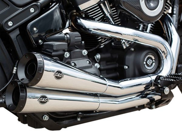 Grand National 2-into-2 Exhaust - Chrome with Black End Caps. Fits Street Bob, Low Rider, Slim, Fat Bob & Deluxe 2018up. - Image 2