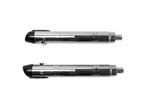 Broadhead 4in. Slip-On Mufflers - Chrome with Black End Caps. Fits Indian Big Twin 2014up with Hard Saddle Bags. - Image 4