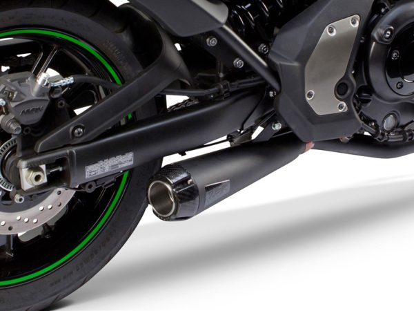 Comp-S 2-into-1 Exhaust - Black with Carbon Fiber End Cap. Fits Kawasaki Vulcan 'S' 650cc 2015up. - Image 4