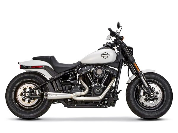 Comp-S 2-into-1 Exhaust - Stainless Steel with Carbon Fiber End Cap. Fits Softail 2018up with Non-240 Rear Tyre.