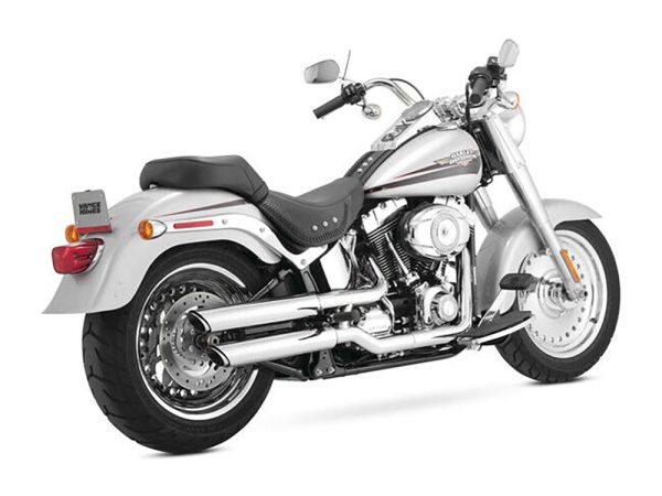 3in. Twin Slash Slip-On Mufflers - Chrome. Fits Softail Deuce 2007 & Fat Boy 2007-2017 - Image 2